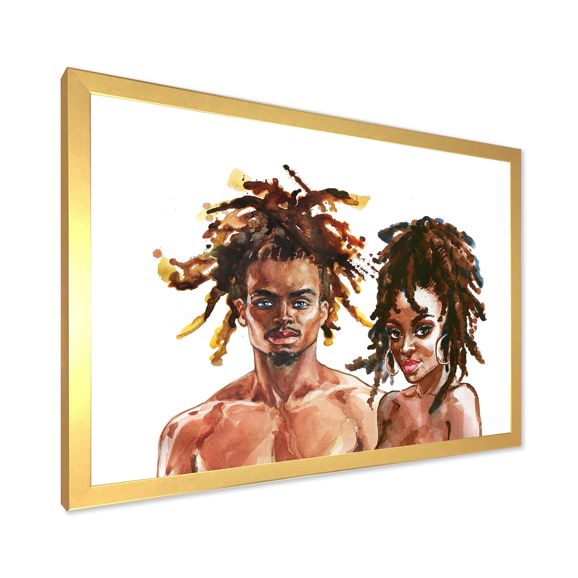 Designart 'Portrait of African American Couple' Modern Framed Art Print