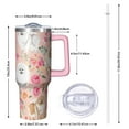 thumbnail image 2 of OBREWU Pomeranian Dogs and Flowers Tumbler with Handle and Lid,Pomeranian Dogs and Flowers 40oz Double Wall Vacuum Insulated Tumbler,Cups Gift for Women and Men, 2 of 7