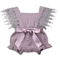 thumbnail image 1 of Baby Girl Cotton Linen Romper Lace Sleeveless Ruffle Bowknot Jumpsuit, 1 of 5