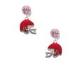 thumbnail image 2 of Delight Jewelry Silvertone Small Red Football Helmet Pink Crystal Clip on Earrings, 2 of 5