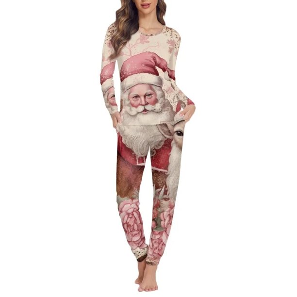Conjunto de pijama de Navidad para mujer, ropa de dormir cálida de manga larga, Jersey informal, traje de pantalón para mujer, otoño e invierno, envío directo