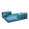 thumbnail image 6 of Convertible Sleeper Sofa Bed with Pillow, Corduroy Folding Mattress Couch for Living Room, Floor Lounge Sofa with Fixed-Shape Frame for Small Apartments, Sky Blue, 6 of 9
