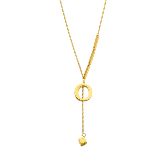 HIJONES Women's Stainless Steel Dainty Tassel Letter Necklace