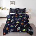 thumbnail image 1 of Erosebridal Cartoon Outer Space Bedding Queen Comforter Set, Galaxy Print Down Comforter, Black, Reversible 3-Piece, 1 of 7