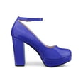 thumbnail image 3 of BLISSFUL STEP Women's Block Heel Pumps Platform Ankle Strap Round Toe Heel Blue 8, 3 of 7