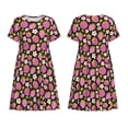 thumbnail image 3 of Bixox Robe d'Été à Manches Courtes pour Femmes Robe Ample Longueur Genou avec Poches-Fraise, 3 of 7