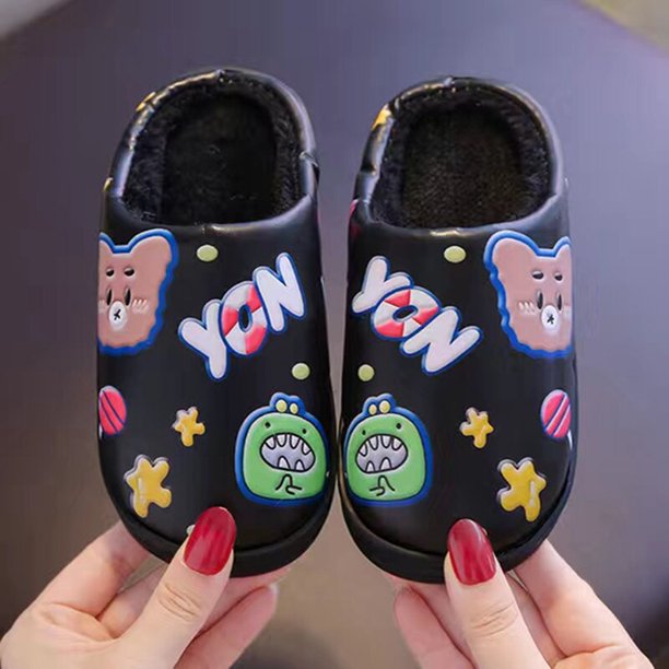 Zapatillas de bebé para niñas, zapatos de casa cálidos para invierno y otoño para niños, zapatos de casa para interiores, zapatos de dibujos animados para niños y niñas, zapatos para niños 28-29 Gao Jinjia LED