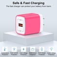thumbnail image 4 of USB Charging Block, 2pcs 18W Fast Charger Block with 6FT USB C Cable Type C Charger Cable Cord USB A to Usb C Cable,USB Wall Charger Plug Quick Android Charger USB Plug Adapter[Pink], 4 of 8