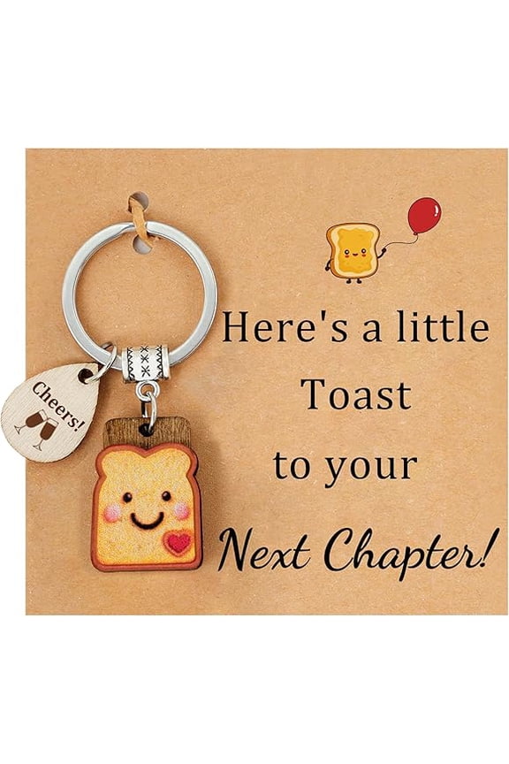Cute Toast Keychain for Girls, New Beginnings Gifts for Best Friend as Next Chapter Stuff, Cute Love Engagement Housewarming Birthday New Job Gifts for Coworker Couple Bestie Sister Parents