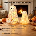 thumbnail image 6 of Light Up Confetti Ghost Halloween Decor, LED Resin Ghost Figurine with Warm Glow & Stained Glass Style, Tabletop Ornament for Mantel Shelf Party, 6 of 8