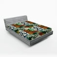 thumbnail image 2 of Ambesonne Ethnic Fitted Sheet, Traditional Floral Sketch, Full Size, Marigold Ivory and Fern Green, 2 of 5