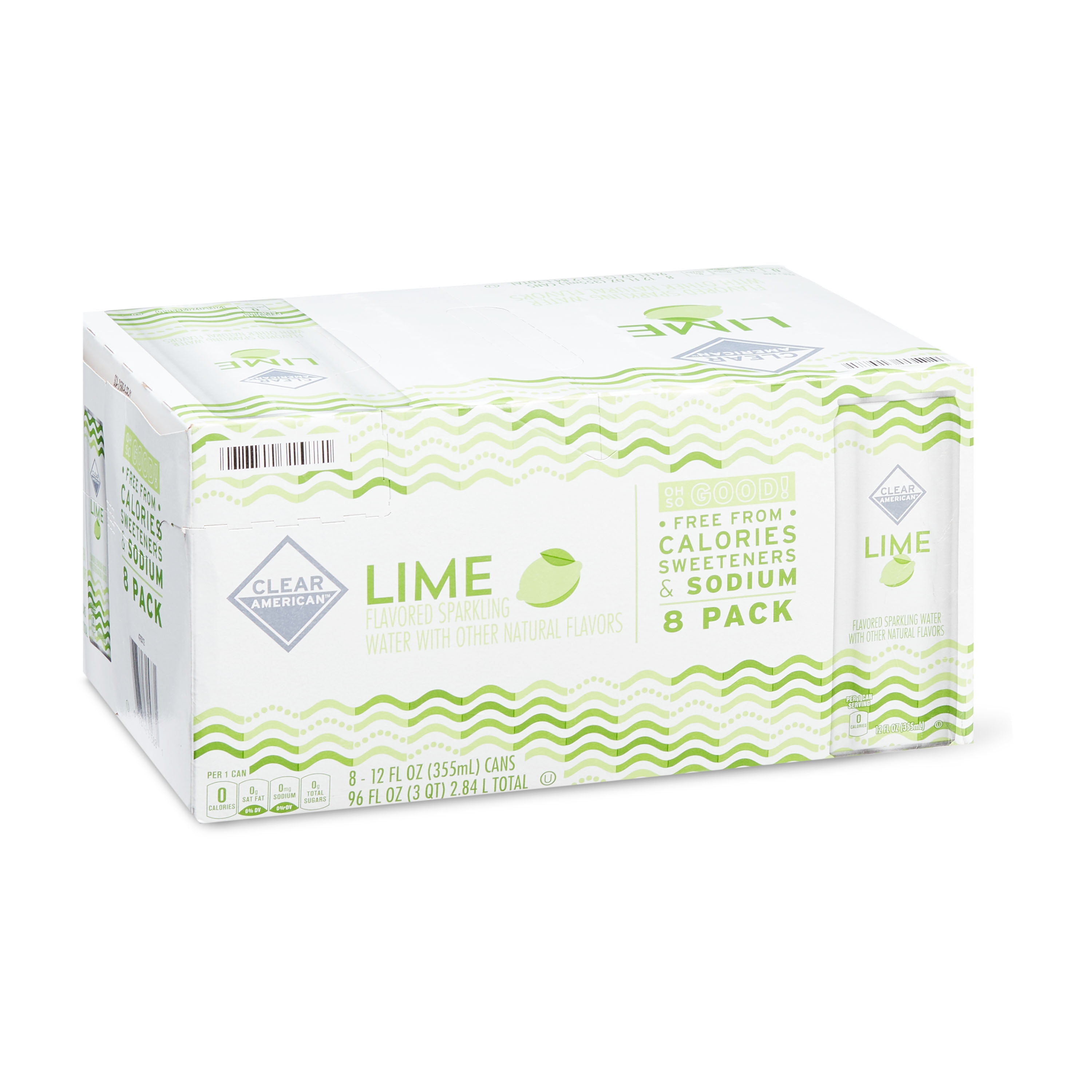 Clear American Lime Sparkling Water, 12 fl oz, 8 Count