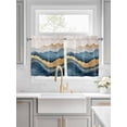 thumbnail image 2 of Half Window Curtains 24 Inches Long, Teal Golden Window Treatment Curtain Drapes, Modern Oil Painting Art Short Curtains Tiers for Kitchen Over Sink, 27.5"x24", 2 Panels, 2 of 7