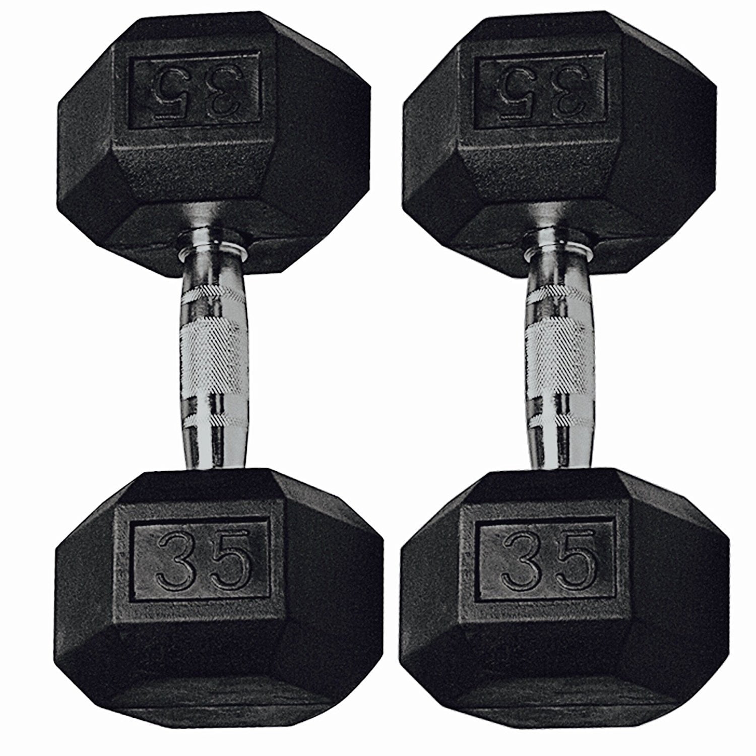 Gymenist Hex Rubber Dumbbells with Metal Handles, Pair of 2 Heavy