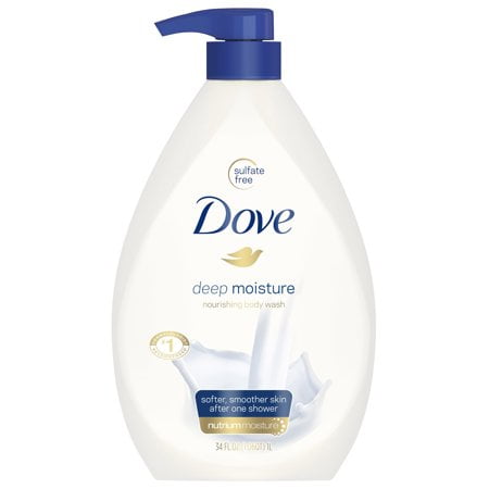 (2 Pack) Dove Deep Moisture Body Wash Pump, 34 oz (Best Smelling Body Wash That Lasts)