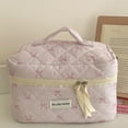 thumbnail image 4 of Pink Bowknot Women Cosmetic Bag Portable Zipper Makeup Travel Organizer Bag о μθ U9W9, 4 of 8