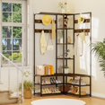 thumbnail image 2 of Coat Rack with Shoe Storage: Coat Stand with Shoe Bench Hall Tree Free Standing Clothes Hat Hanger with Metal Frame Industrial Style for Hallway Entryway Living Room, 2 of 8