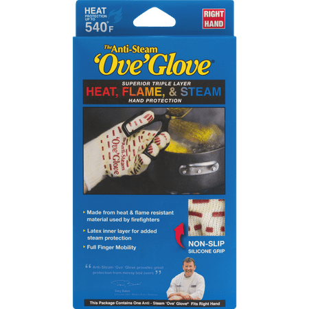 Ove Glove GIF Anti-Steam, Hot Surface Handler Oven Mitt Glove, Right Hand, Perfect for Kitchen/Grilling, 540 Degree Resistance, As Seen On TV Household Gift, Heat, Flame & Steam