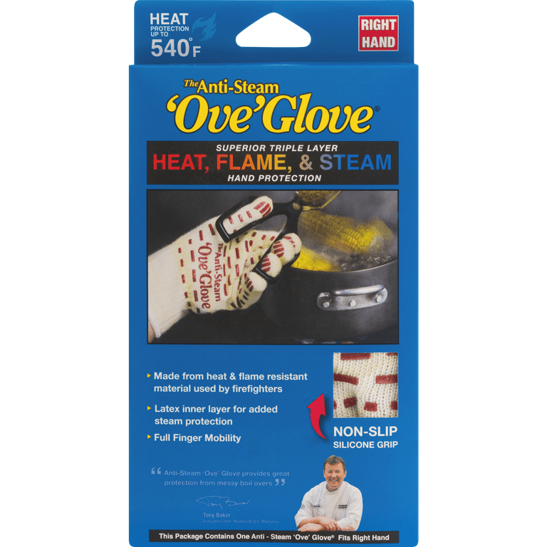 Ove Glove GIF Anti-Steam, Hot Surface Handler Oven Mitt Glove, Right Hand,  Perfect for Kitchen/Grilling, 540 Degree Resistance, As Seen On TV  Household Gift, Heat, Flame & Steam 