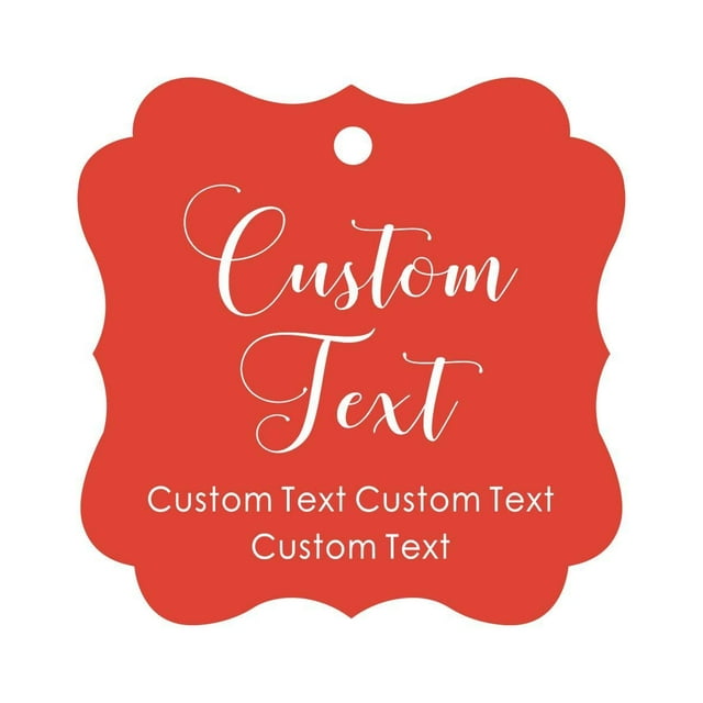 Darling Souvenir Personalized Paper Hang Tags Custom Text Wedding Party Gift Favor Tags -Red-100 Tags
