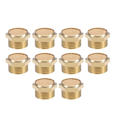 3/8 PT Sintered Bronze Exhaust Muffler with Brass Body Flat 10pcs