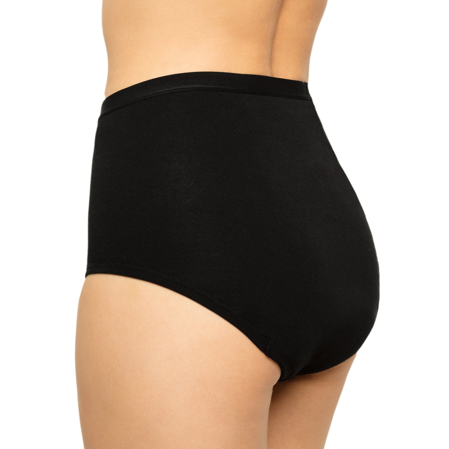 The Period Company.Organic Cotton Extra Coverage High Waisted, Period Underwear for Heavy Flows, Black