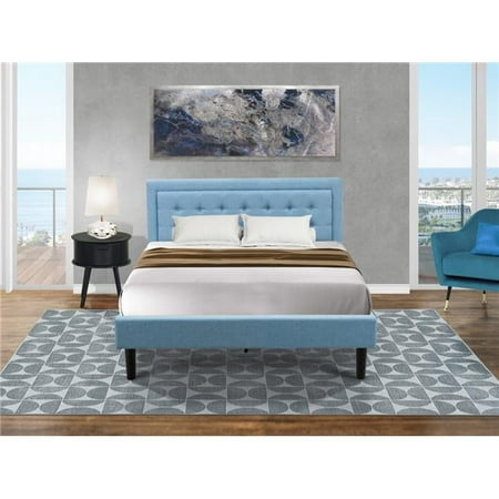 East West Furniture 2-piece Wood Platform Bedroom Set in Denim Blue