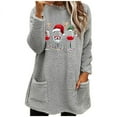 thumbnail image 2 of Long Fleece Sweatshirt for Women Merry Christmas Graphic Pullover Tops Fuzzy Sherpa Long Sleeve Outwear with Pockets, 2 of 4