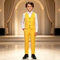 thumbnail image 4 of GiLiling Boys Formal Suit Slim Fit Tuxedo Suits for Kids Ring Bearer Outfit Kids Suit Set Toddler to Teen Boy (Yellow, 9-10 Years), 4 of 4