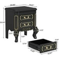 thumbnail image 2 of Tribesigns 20" Black Nightstand, Classic Carved Wood End Table with 2 Drawers for Bedroom, 2 of 7