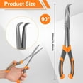 thumbnail image 2 of 90° Bent Needle Nose Pliers 11 Inches High Carbon Steel Long Needle Nose Pliers with PVC Nonslip Handle for Automotive Repair Woodworking, 2 of 11
