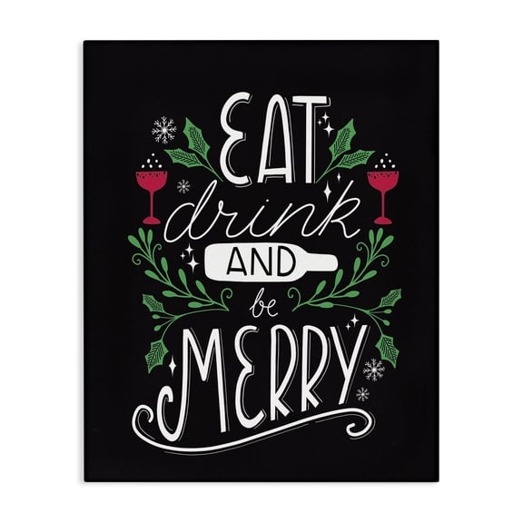 Stupell Industries Eat Drink and Merry Xmas Holiday Painting Gallery Wrapped Canvas Art Prints Wall Art, 16 x 20