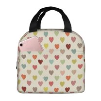 Vsdgher Heart Polka Dot Lunch Bag, Lunch Box for Women Adult Men, Lunch Tote Insulated Cooler Lunch Container for Work/Office/Picnic/Travel
