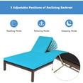 thumbnail image 5 of DORTALA 2-Person Patio Rattan Recliner Chair W/Wheels, Double Wicker Daybed Chaise Lounge Chair with Adjustable Backrest, Outdoor Furniture Conversation Set for Garden Lawn, Turquoise, 5 of 9