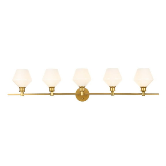 Gene 5 light Brass and Frosted white glass Wall sconce