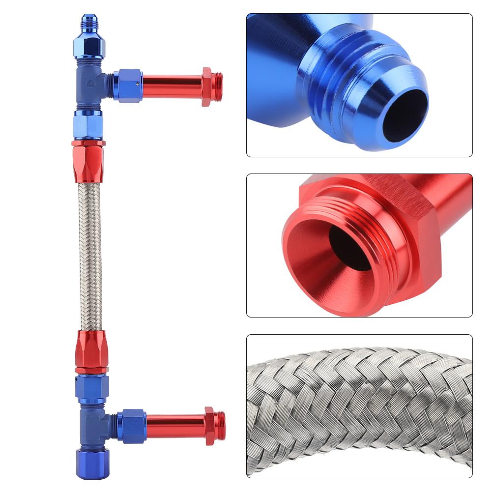 Sonew AN8 Braided Dual Feed Fuel Line Kit Carb Fittings for 4150 Based
