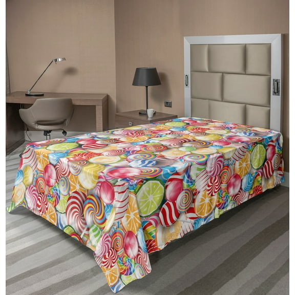 Ambesonne Colorful Flat Sheet, Candy Pops Color Jumble, TwinXL Size, Multicolor