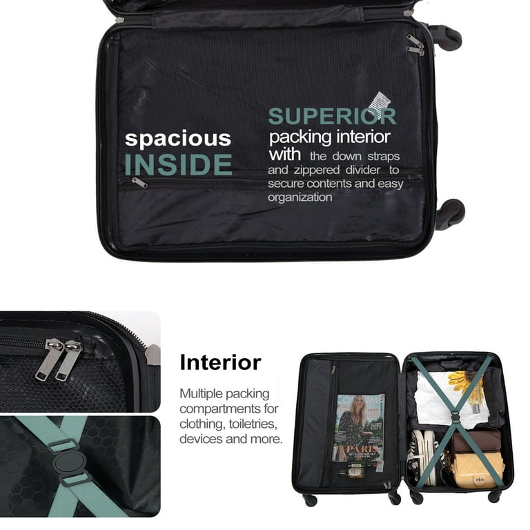 Travelhouse 3-Piece Hardshell Luggage Set, TSA Lock, Spinner