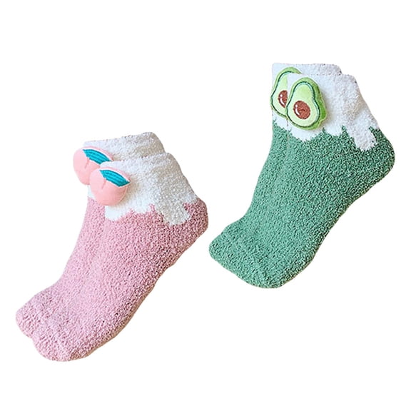 LULULION 2 Pairs Cute Socks for Women Assorted Fleece Keep Warm