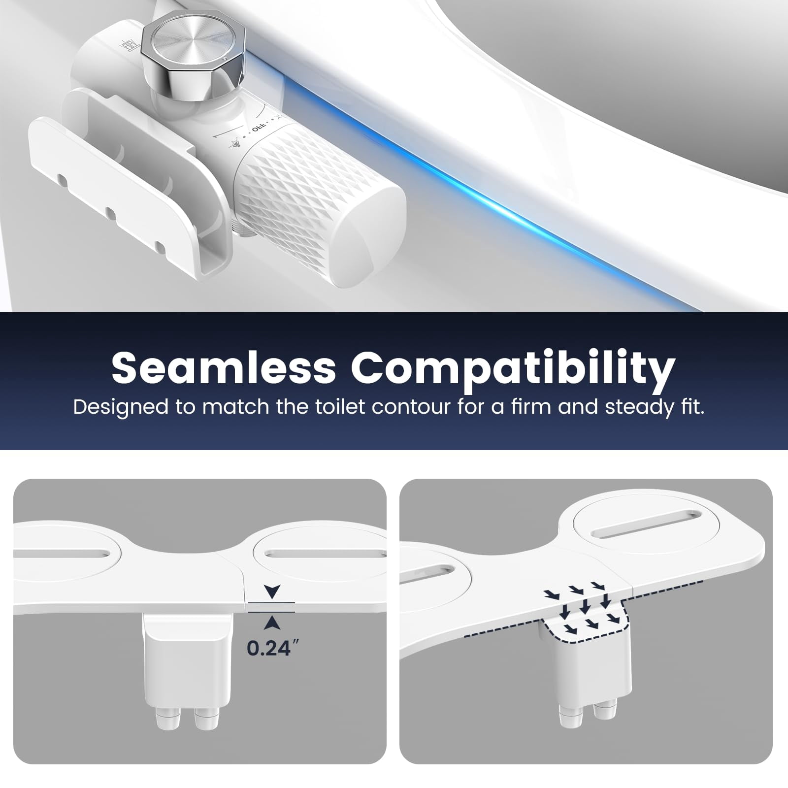 Beteliva Non-Electric Bidet Toilet Seat Attachment with Multi-Stage Filter, 3 Wash Modes & Adjustable Pressure