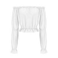 thumbnail image 6 of BLVB Renaissance Shirt for Women Long Ruffle Sleeve off the Shoulder Peplum Blouse Cropped Party Tops, 6 of 6