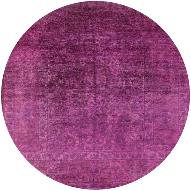 Ahgly Company Machine Washable Indoor Round Industrial Modern Medium Violet Red Pink Area Rugs, 5' Round