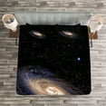 thumbnail image 3 of Ambesonne Galaxy Quilted Bedspread Set 3 Pcs, Spiral Space Universe, King Size, Black Beige Purple, 3 of 3