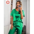 thumbnail image 3 of Ekouaer Womens Silk Satin Pajamas Set Two Piece Pj Sets Sleepwear Loungewear Short Sleeve Pj Sets, 3 of 4