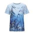 thumbnail image 3 of Pompotops T-Shirt Mode Décontracté Imprimé Col Rond Manches Courtes Ample pour Femmes, 3 of 7