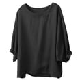 thumbnail image 4 of Yubnlvae Haut Noir pour Femme, Coupe Ample, Col Rond, Grande Taille, Manches Cinq Points, TTTG, 4 of 4
