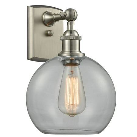 

Athens Brushed Satin Nickel LED Wall Sconce with Clear Globe Sphere Glass