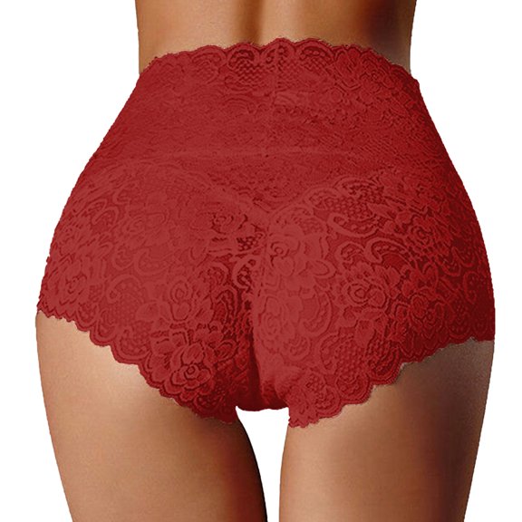 PMVFHDE Women High Rise Thin Hollow Out Lace Plus Size Belly Control Briefs Comfortable Solid Color Triangle Panties Plus Size Underwear For Women ,XL