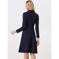 thumbnail image 4 of Vestido Elegante de Oficina para Mujer Vestido de Manga Larga con Cuello Cuadrado Azul oscuro M, 4 of 6