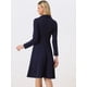 thumbnail image 4 of Vestido Elegante de Oficina para Mujer Vestido de Manga Larga con Cuello Cuadrado Azul oscuro S, 4 of 6